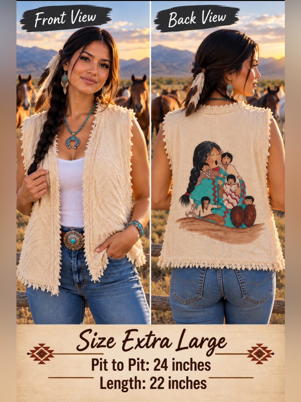 Southwest Premium Vintage Vest by Laguna Casuals of Palm Desert & Newport Beach